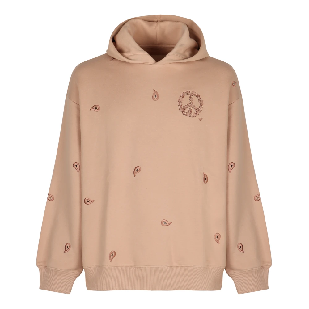 Emporio Armani Bomull Broderad Hoodie med Ribbade Detaljer Pink, Herr