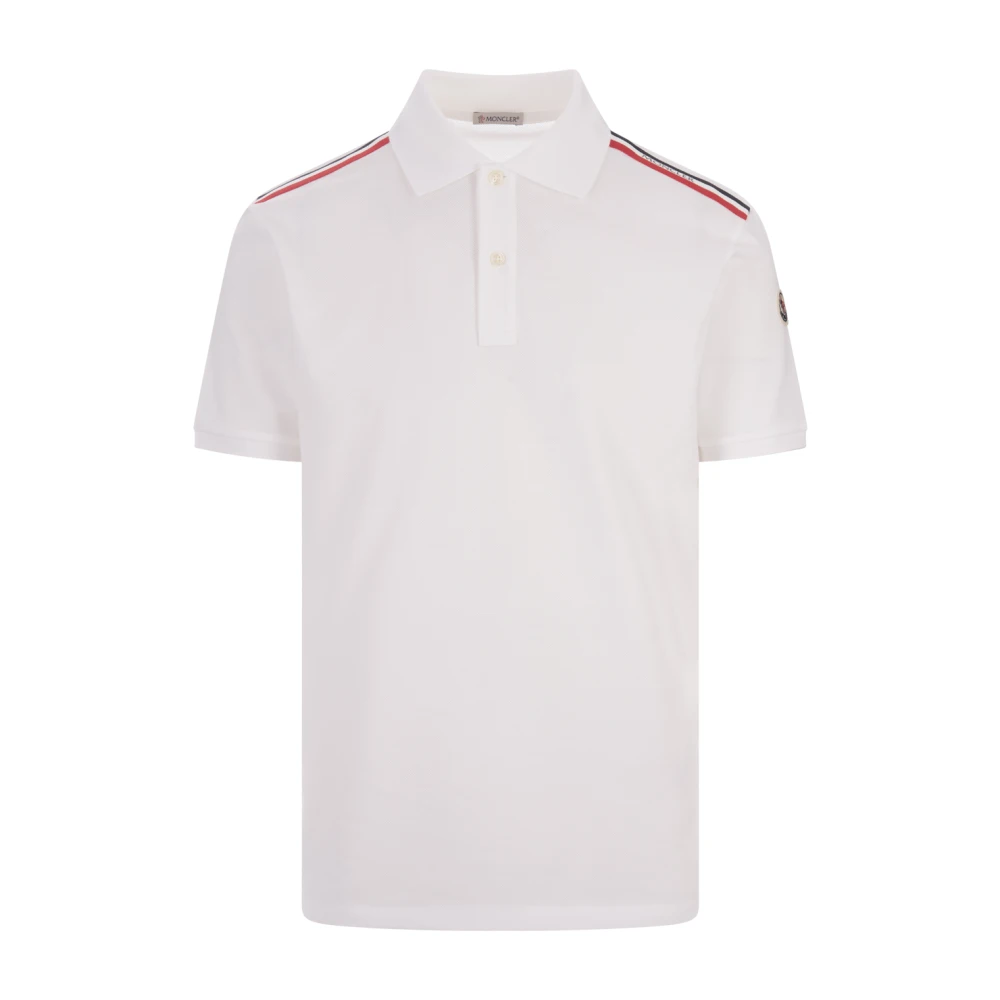 Moncler Witte Polo Shirt met Tricolour Details White Heren