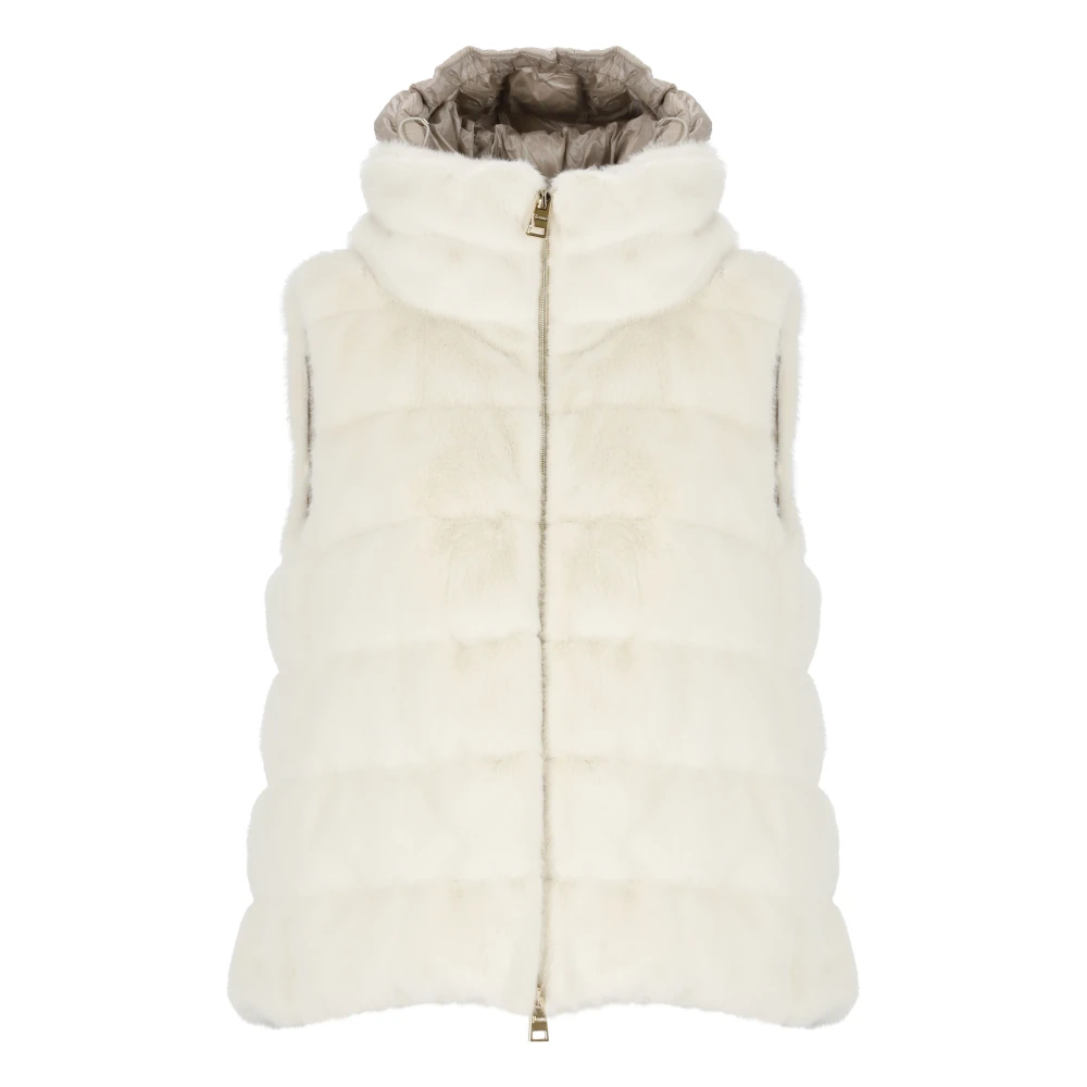 Herno Gewatteerde Faux Fur Vest Vrouw White Dames