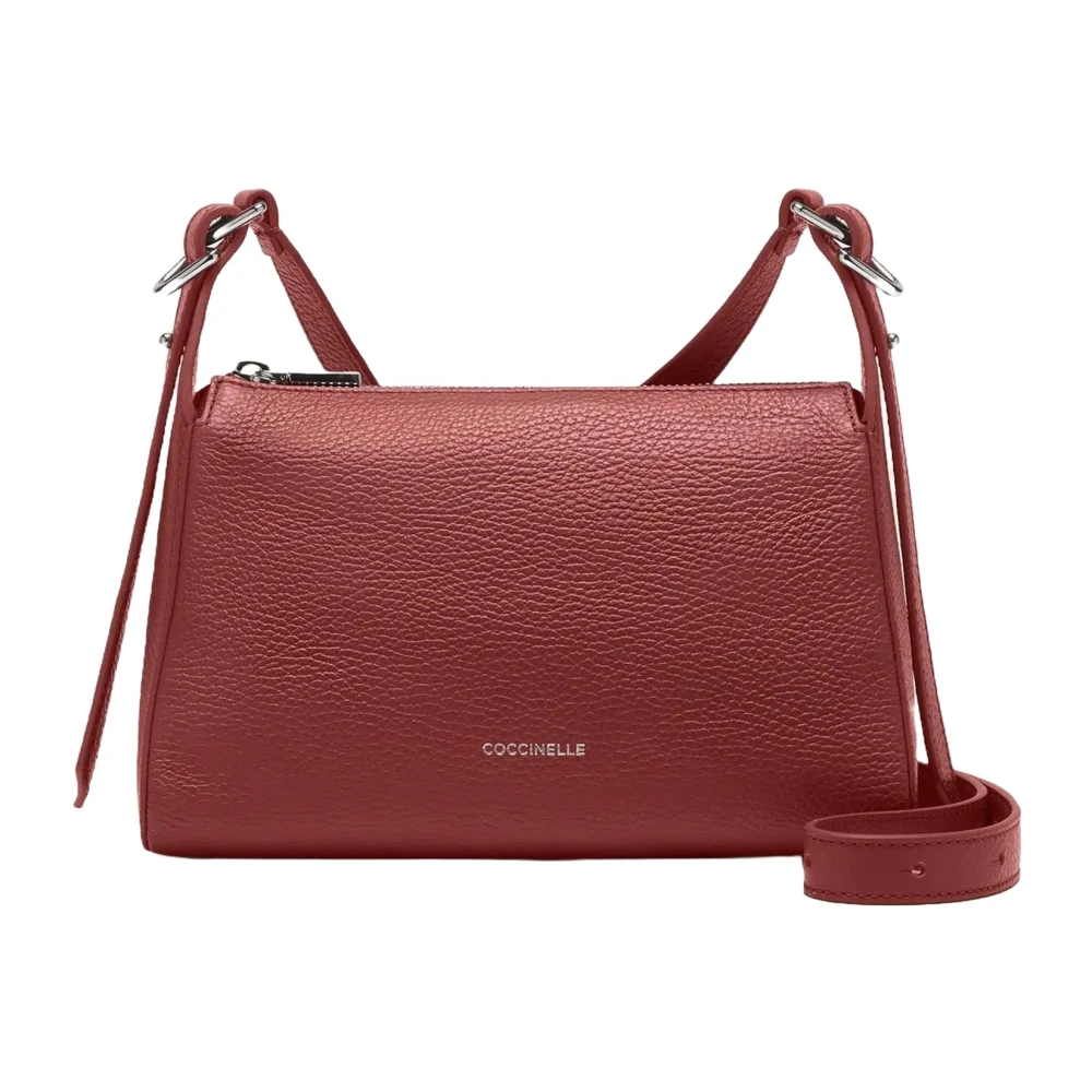 Coccinelle Bruine Leren Schoudertas Metalen Details Brown Dames