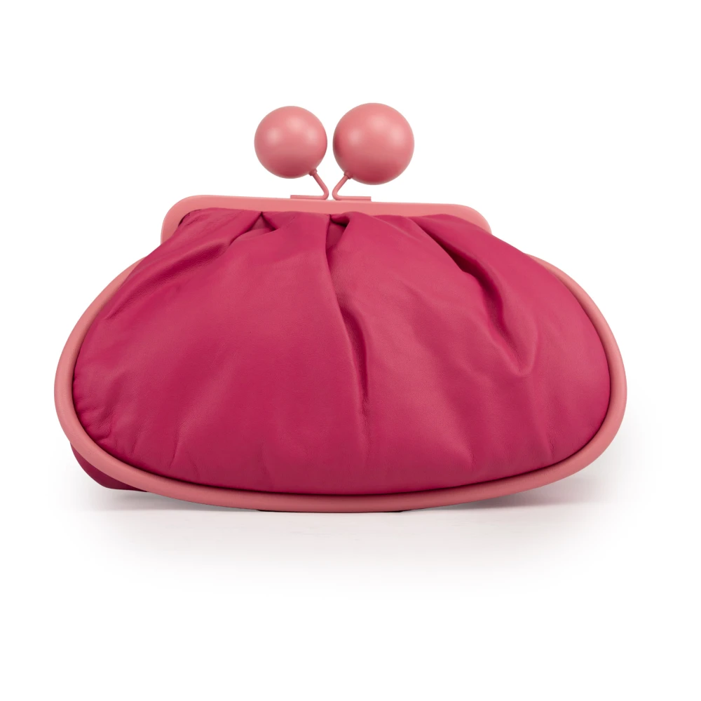 Max Mara Weekend Kersenleer Clutch Tas Pink Dames