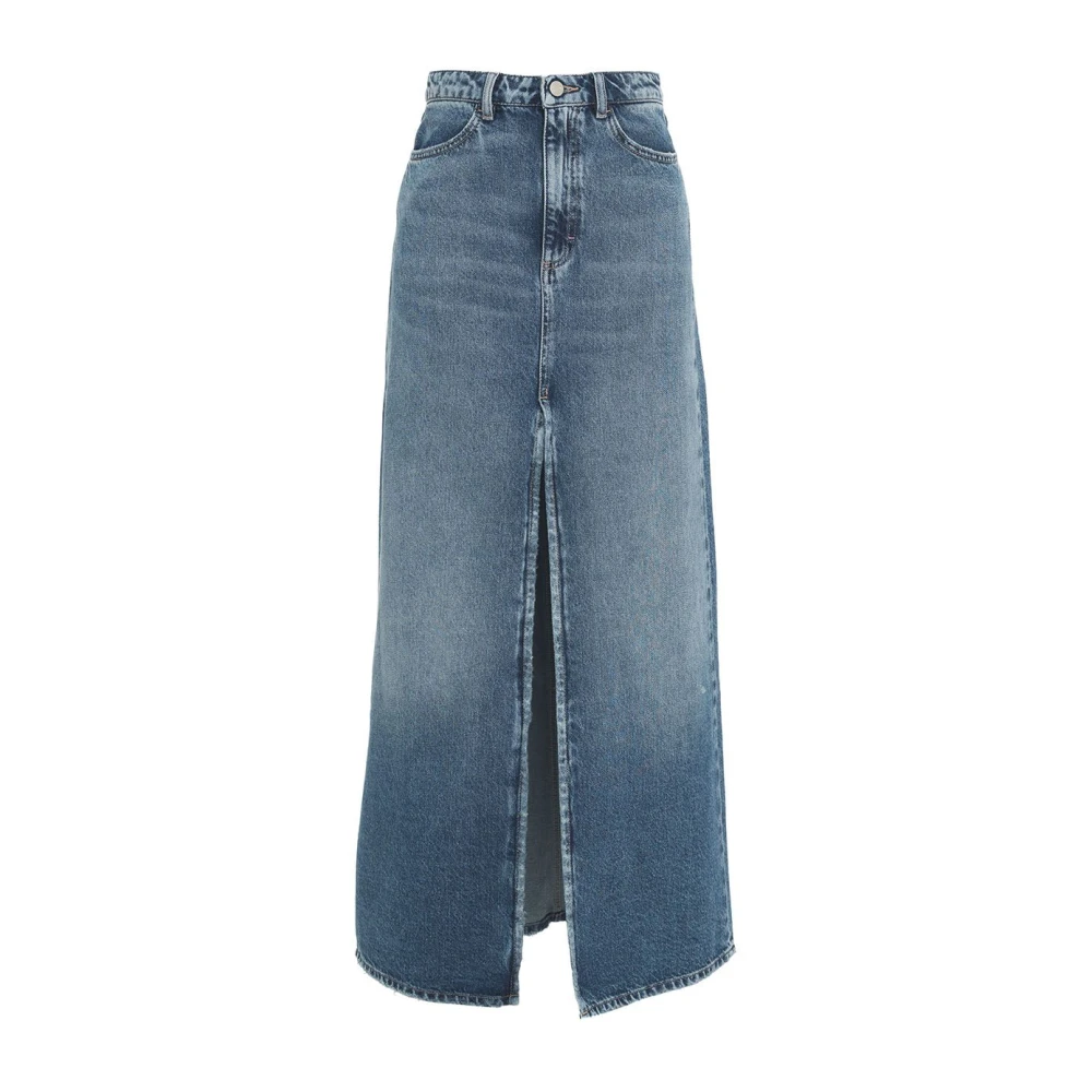 Icon Denim Blauwe Maxi Denim Rok Chic Stijl Blue Dames