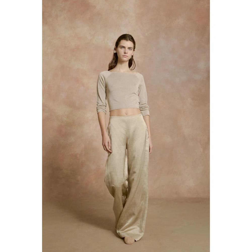 Cortana Paz broek met wijde pijpen nacre Beige Dames