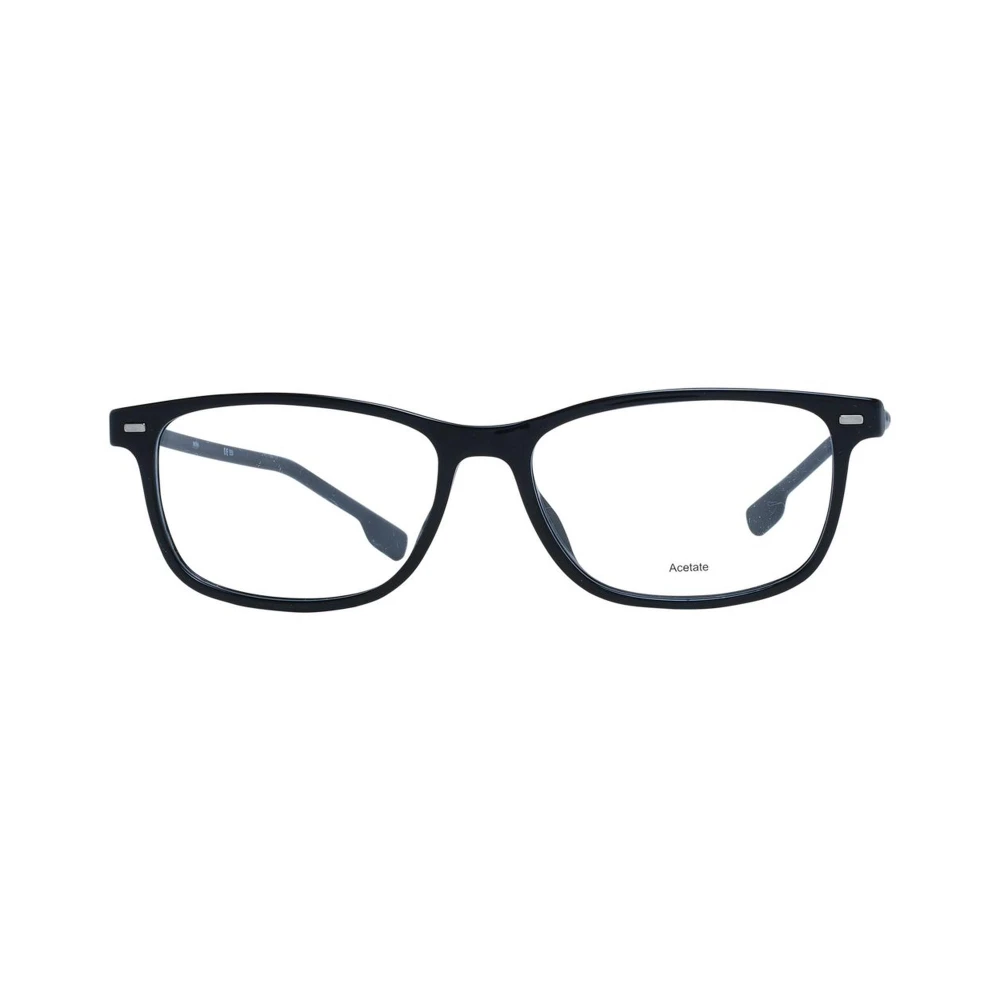 Hugo Boss Zwarte Rechthoekige Optische Monturen Black Heren