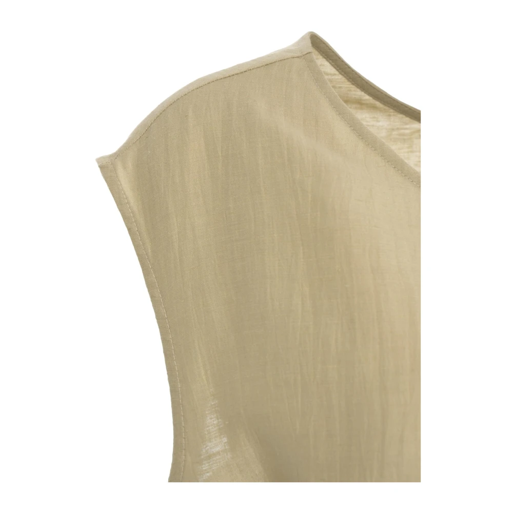 Kaos Beige Blazer met V-Hals en Taille Riem Beige Dames