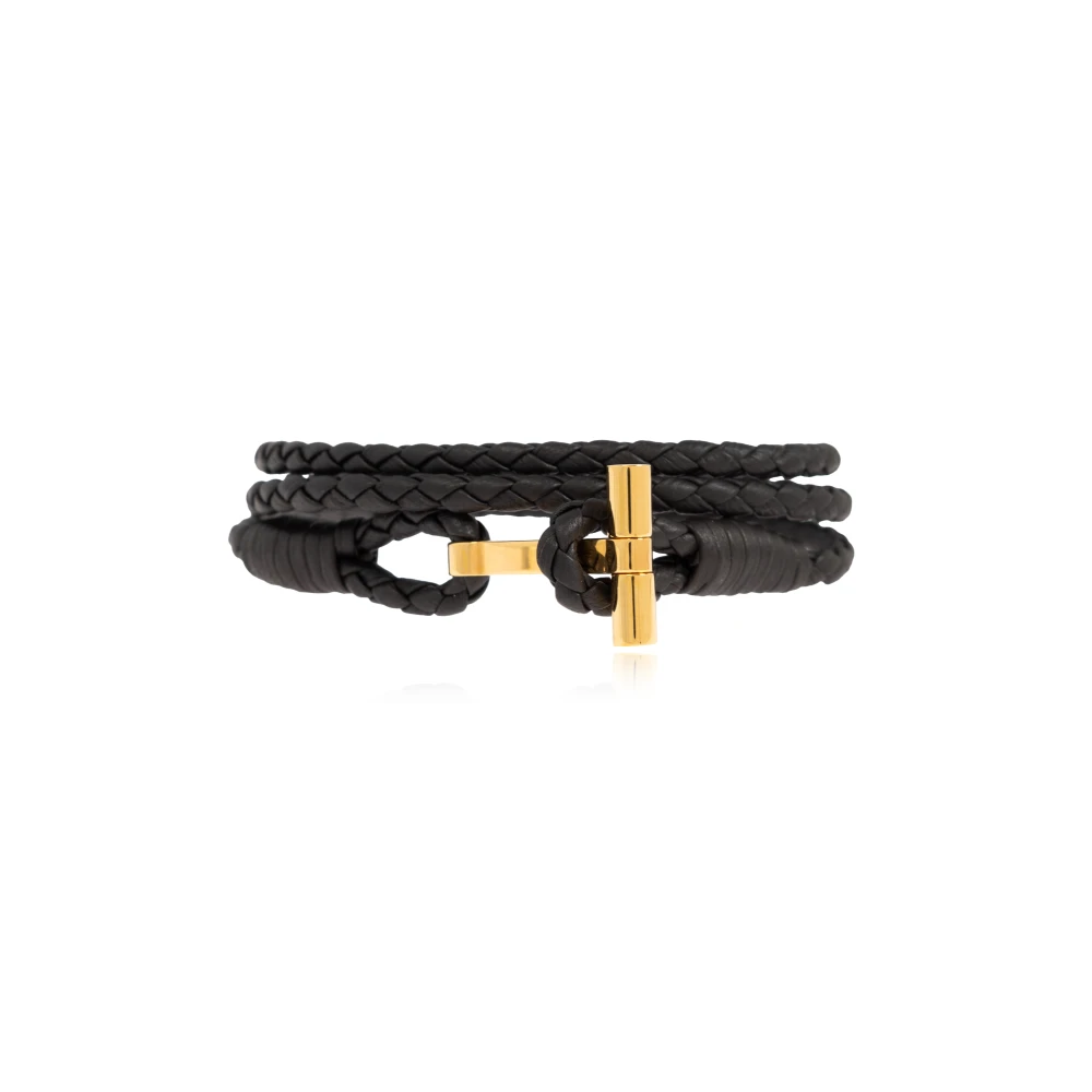 Tom Ford Läderarmband Black, Herr