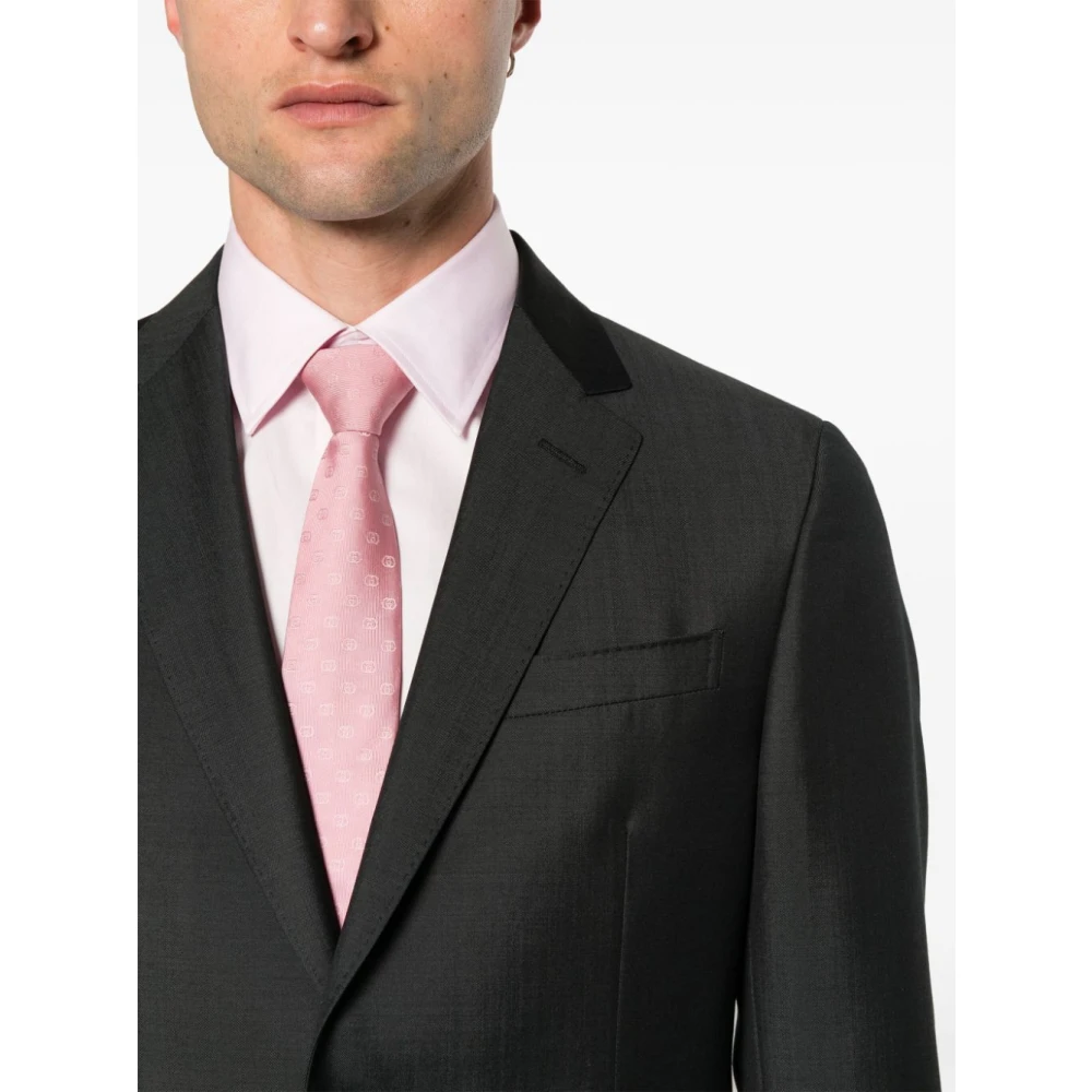 Z Zegna Single Breasted Suits Black Heren