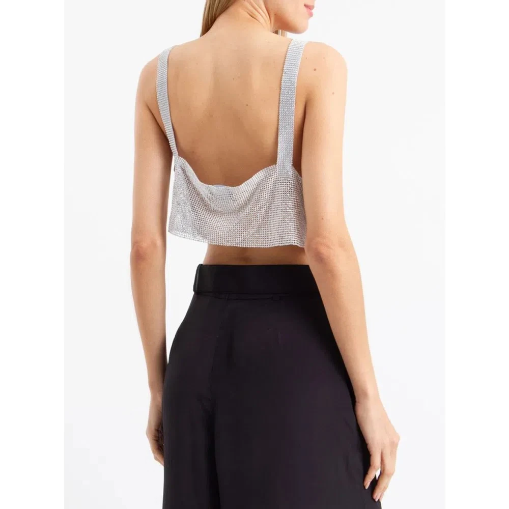 Santa Brands Glitter Bohemian Parisian Cropped Top Gray Dames