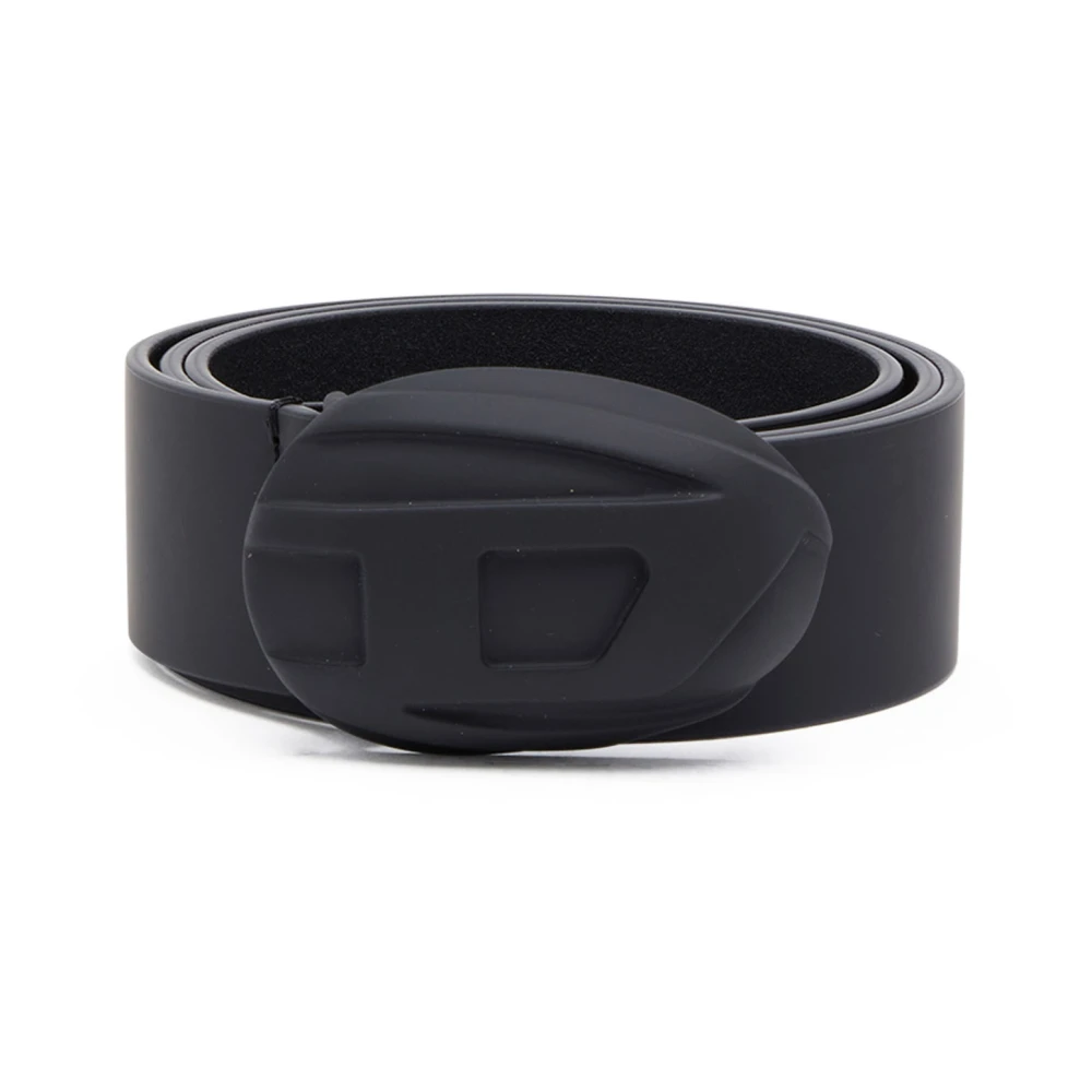 Diesel Leather belt with hard-shell Oval D buckle Black Heren
