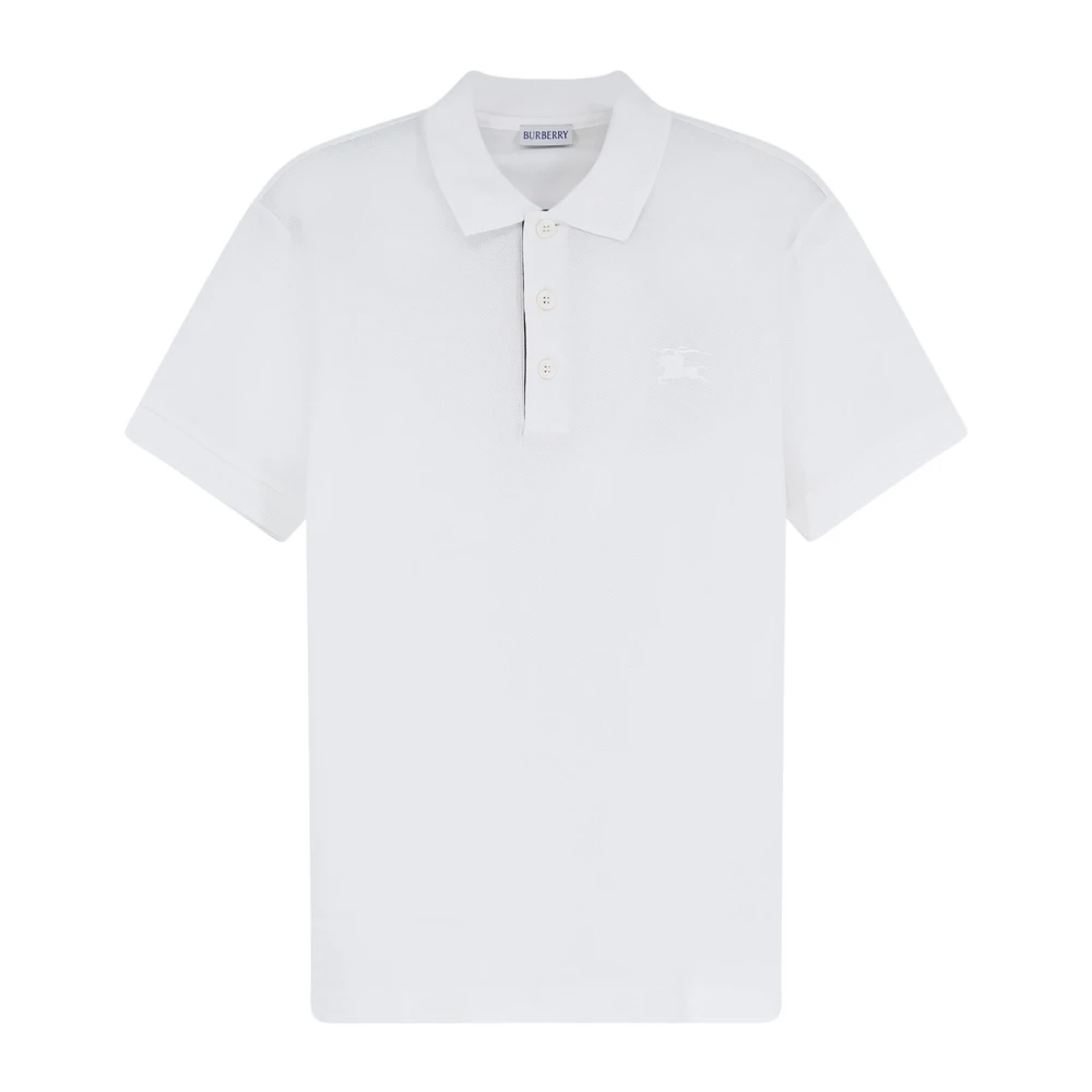 Burberry Men's White Ekd Cotton Polo Shirt