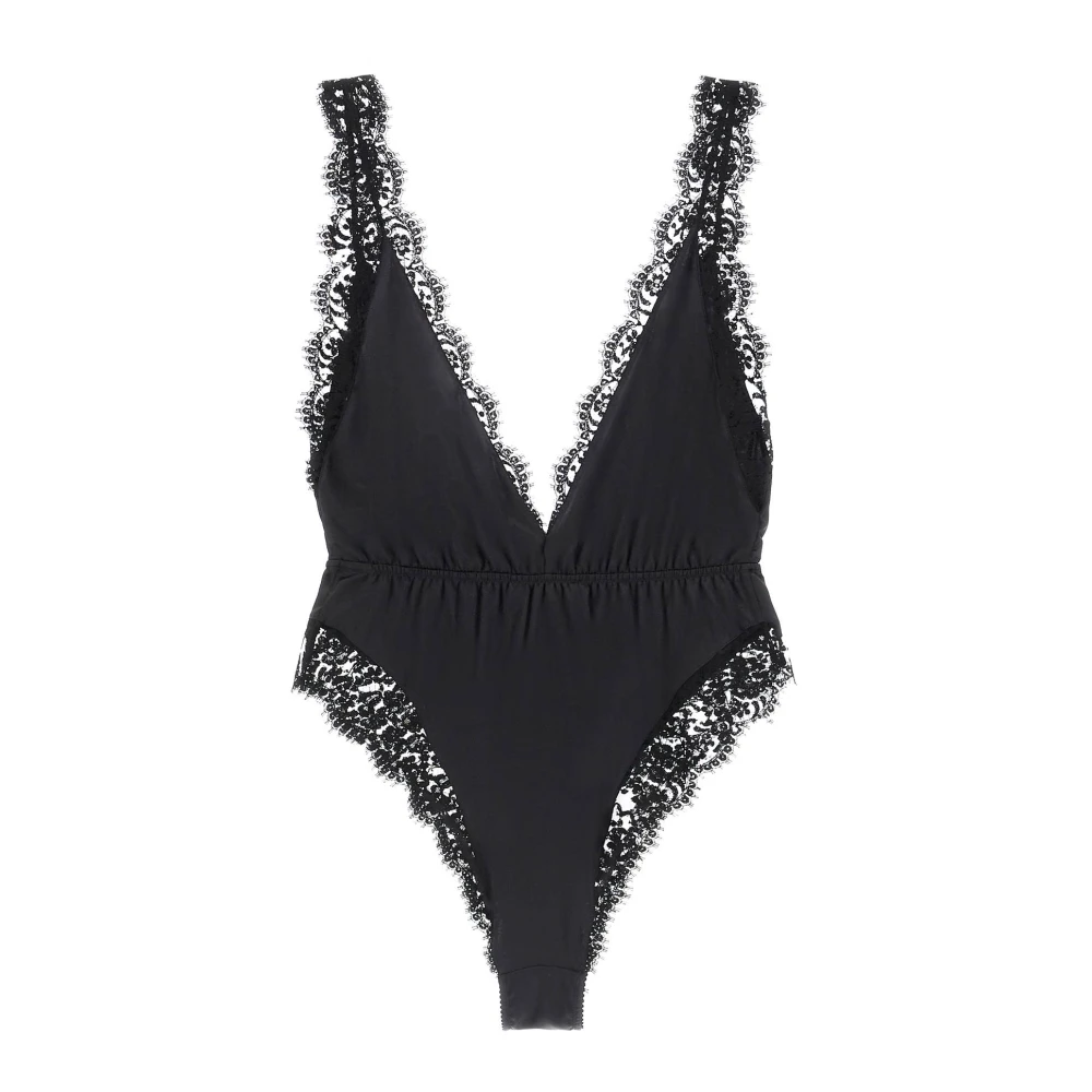 Dolce & Gabbana Zijden Kant Lingerie Set Hooggesneden Black Dames