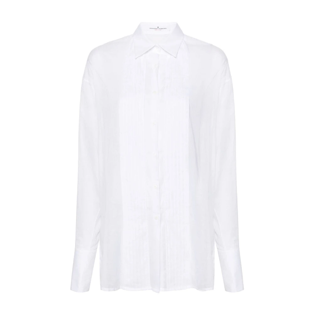 Ermanno Scervino Witte Katoenen Overhemd met Plooien White Dames