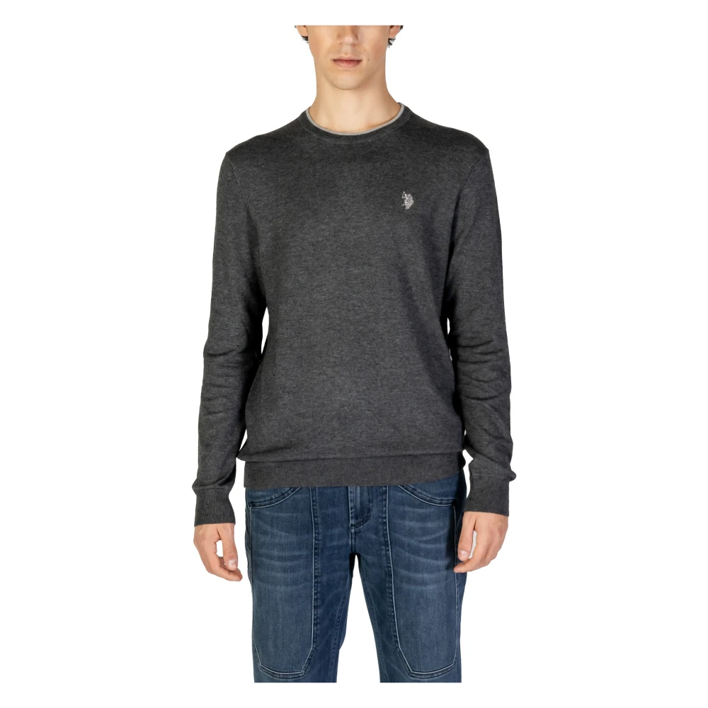 U.s. Polo Assn. Grijze Trui Lange Mouwen Ronde Hals Gray Heren