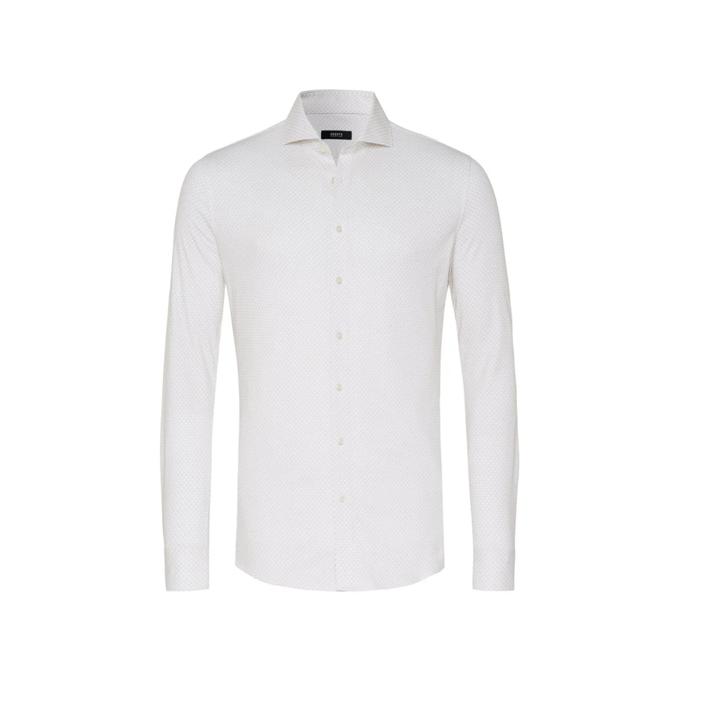 Desoto Beige Business Overhemd met Print White Heren