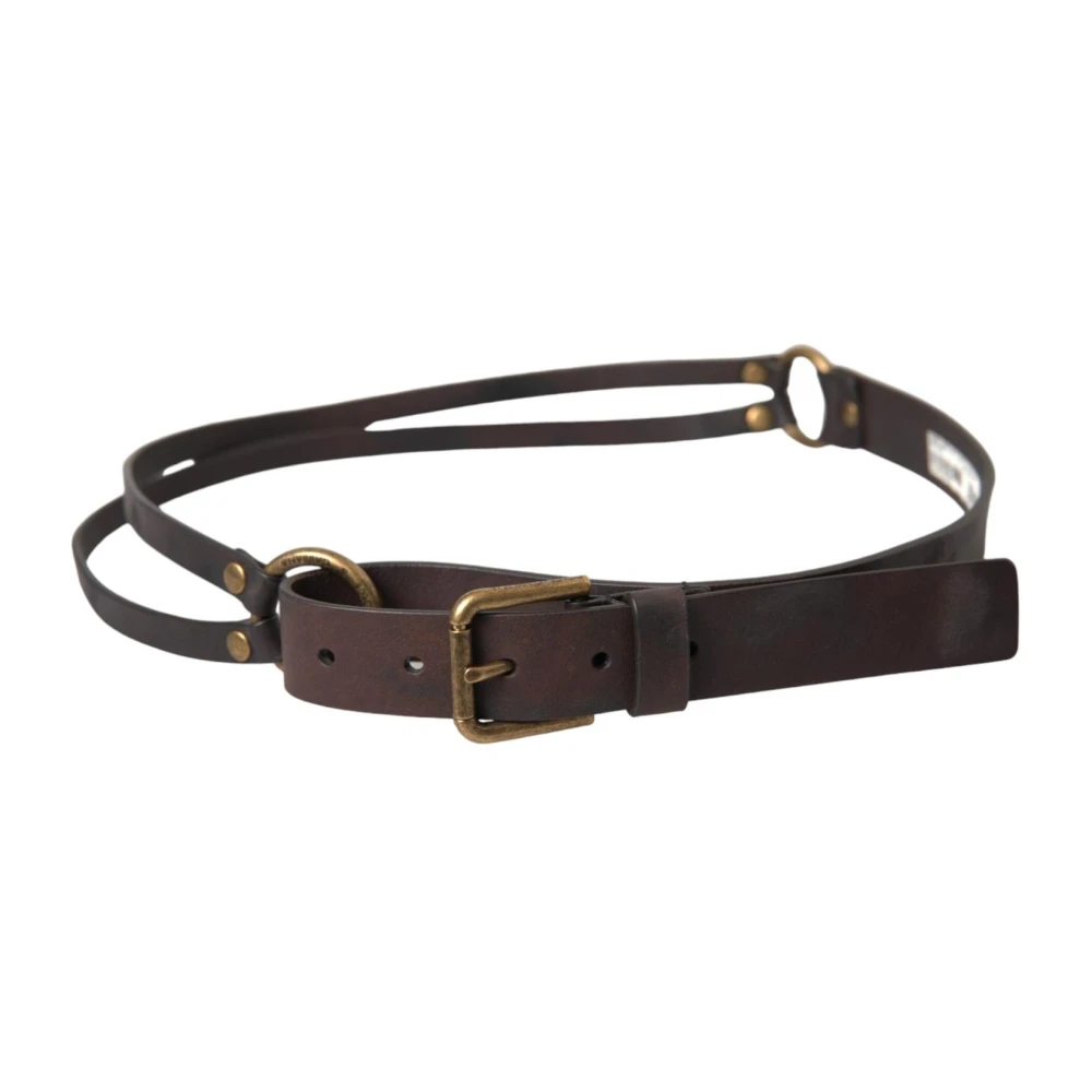 Dolce & Gabbana Gouden Gesp Leren Riem Brown Dames