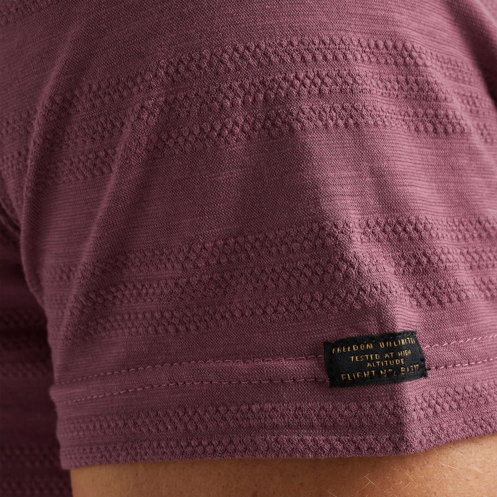PME Legend Jacquard Gestreept Ronde Hals T-Shirt Purple Heren