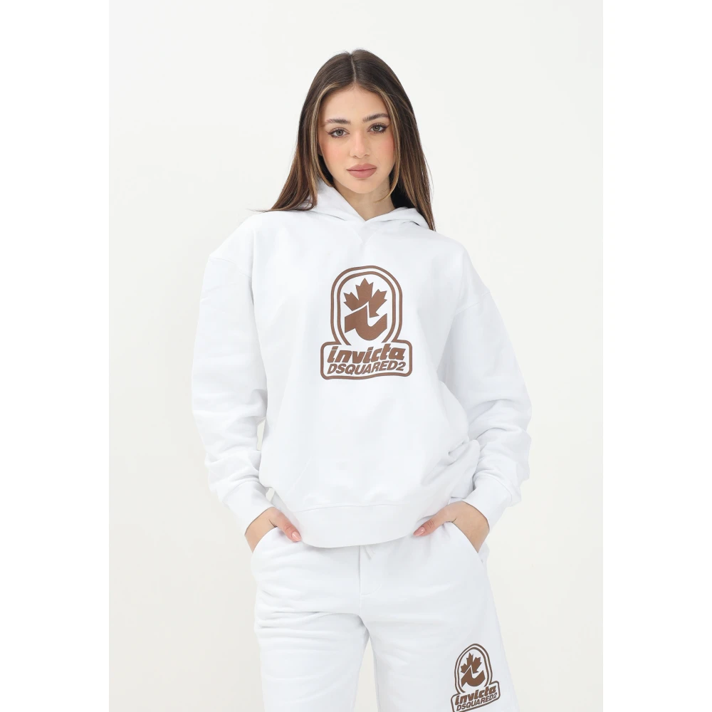 Dsquared2 Witte hoodie met logoprint White Dames