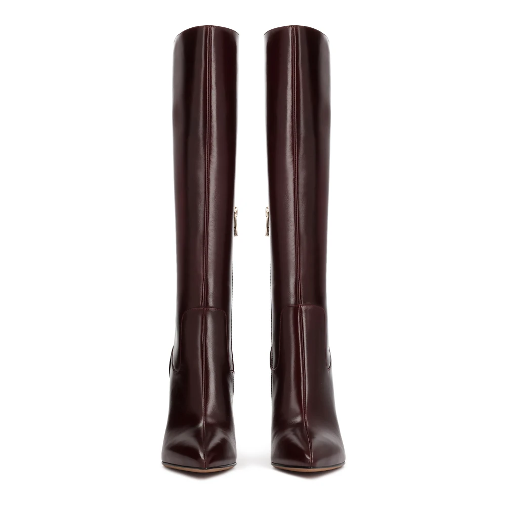 Kazar Bordeaux Leren Hoge Laarzen met Stiletto Hak