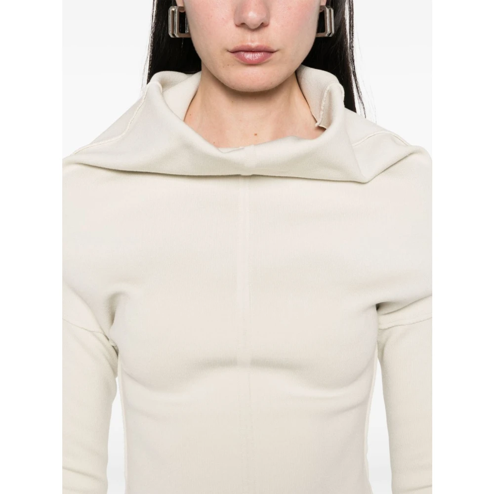 Rick Owens Ecru Top met Cowl Neck en Lange Mouwen Beige Dames