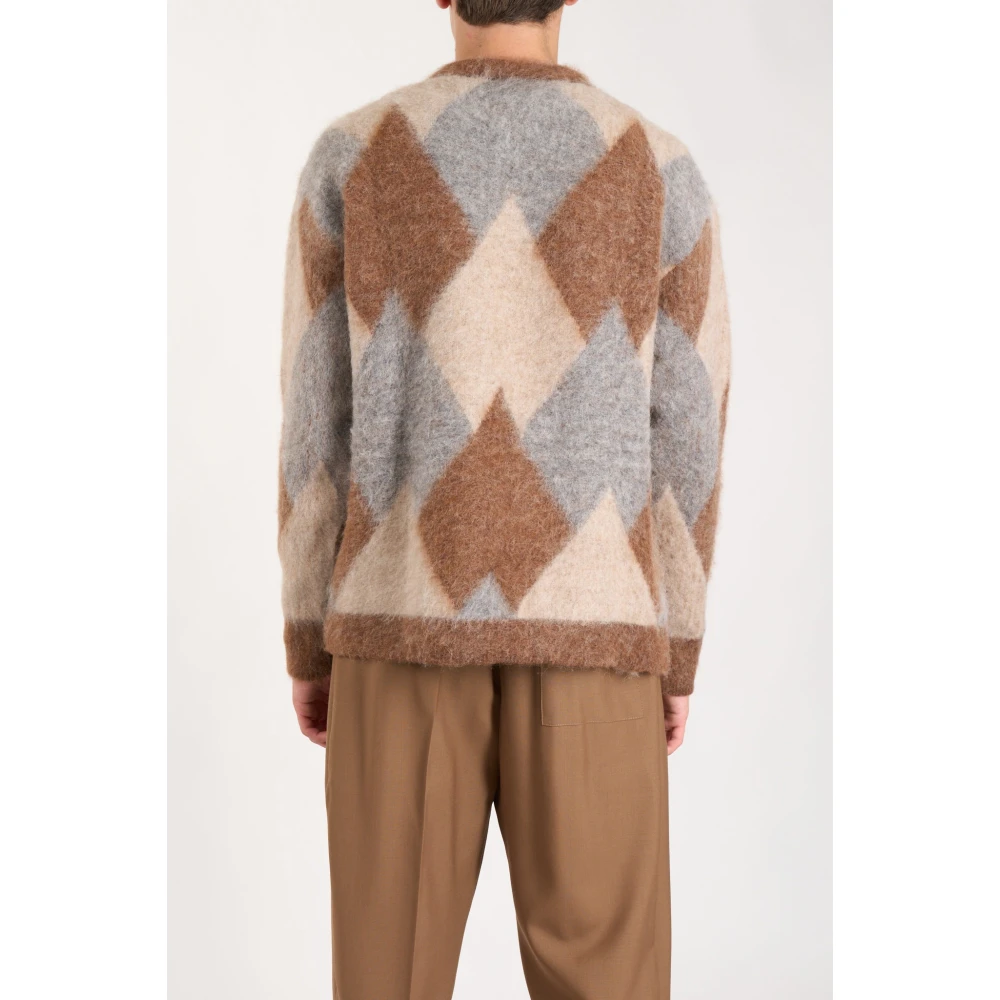 Laneus Baby alpaca trui met ruitpatroon Multicolor Heren