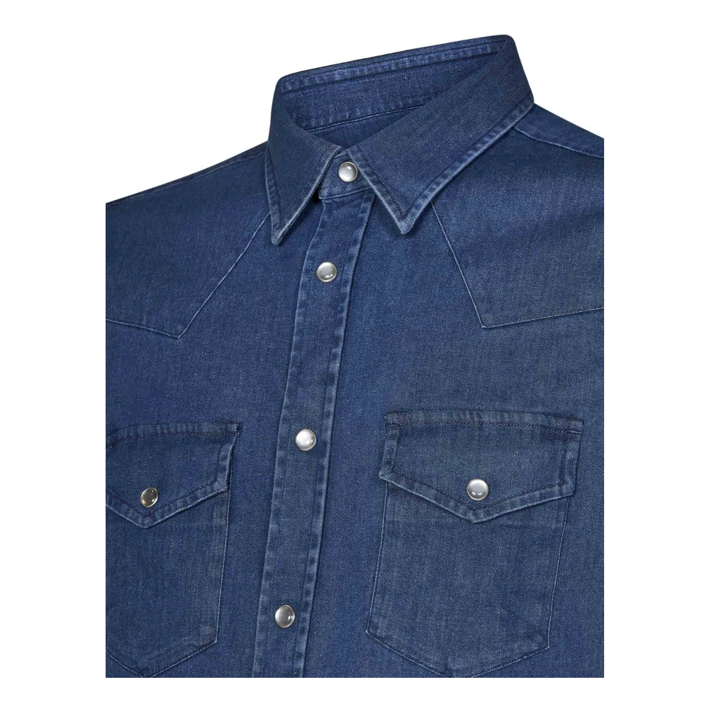 Tom Ford Blauw Denim Shirt met Tailored Fit Blue Heren
