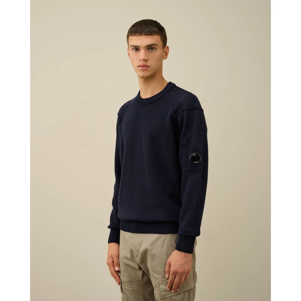 C.P. Company Blauwe Lamswollen Crewneck Trui Blue Heren