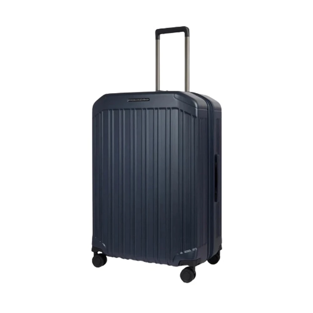 Piquadro Uitbreidbare Harde Schaal Vierwieler Trolley Blue Unisex