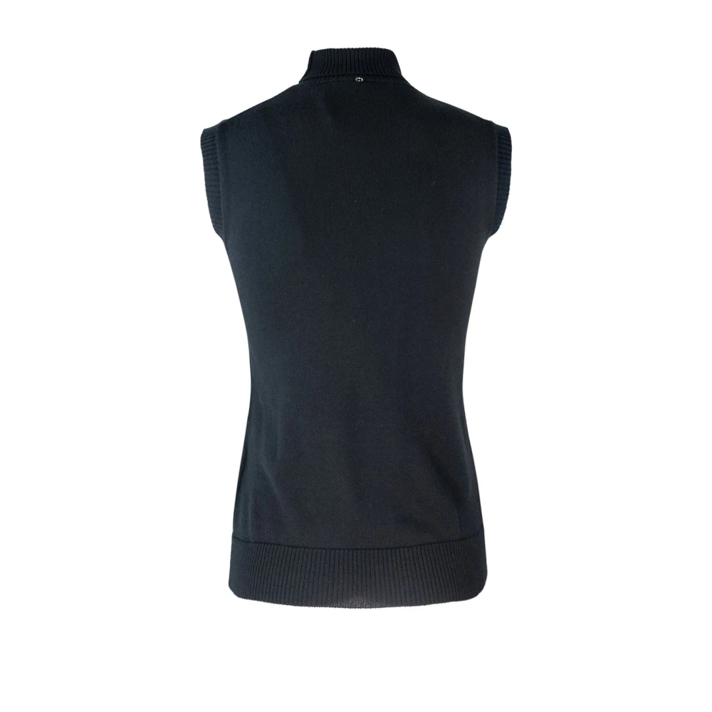SPORTMAX Geribbelde Coltrui Mouwloze Trui Black Dames