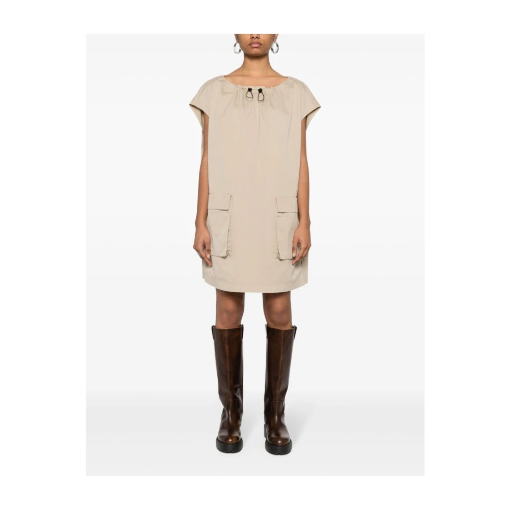 MM6 Maison Margiela Gabardine Mini Jurk met Getailleerde Hals Beige Dames