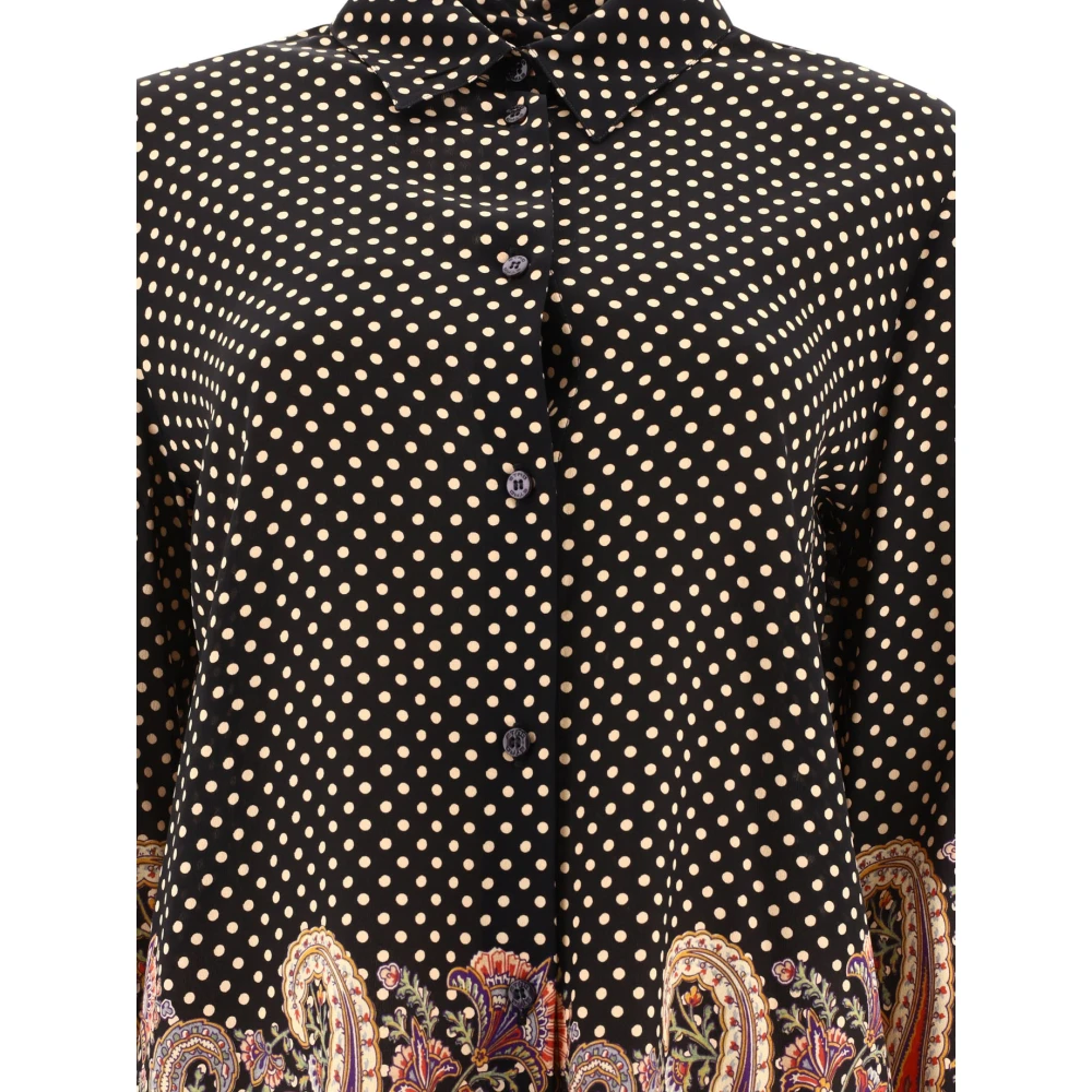 ETRO Zijden Overhemd met Paisley Detail Black Dames