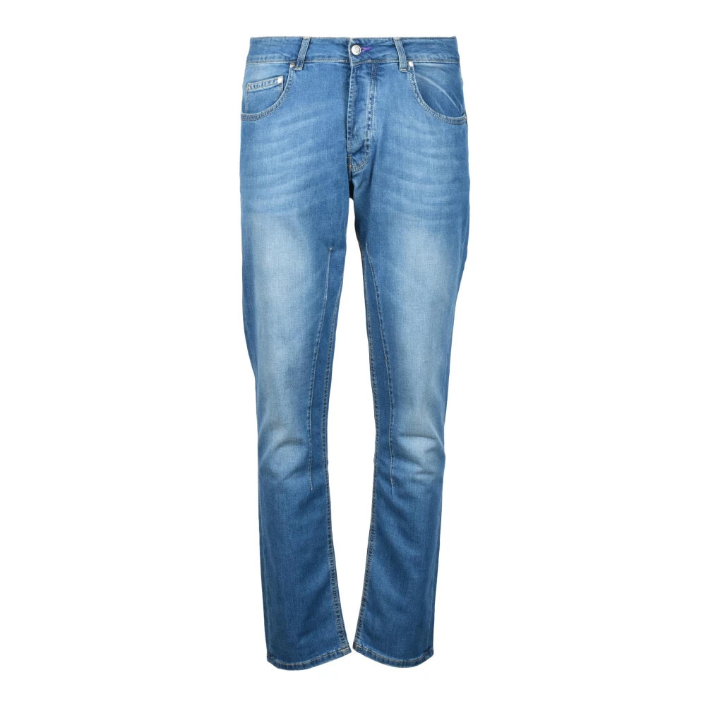Daniele Alessandrini Grijze Katoen Elastaan Jeans Blue Heren