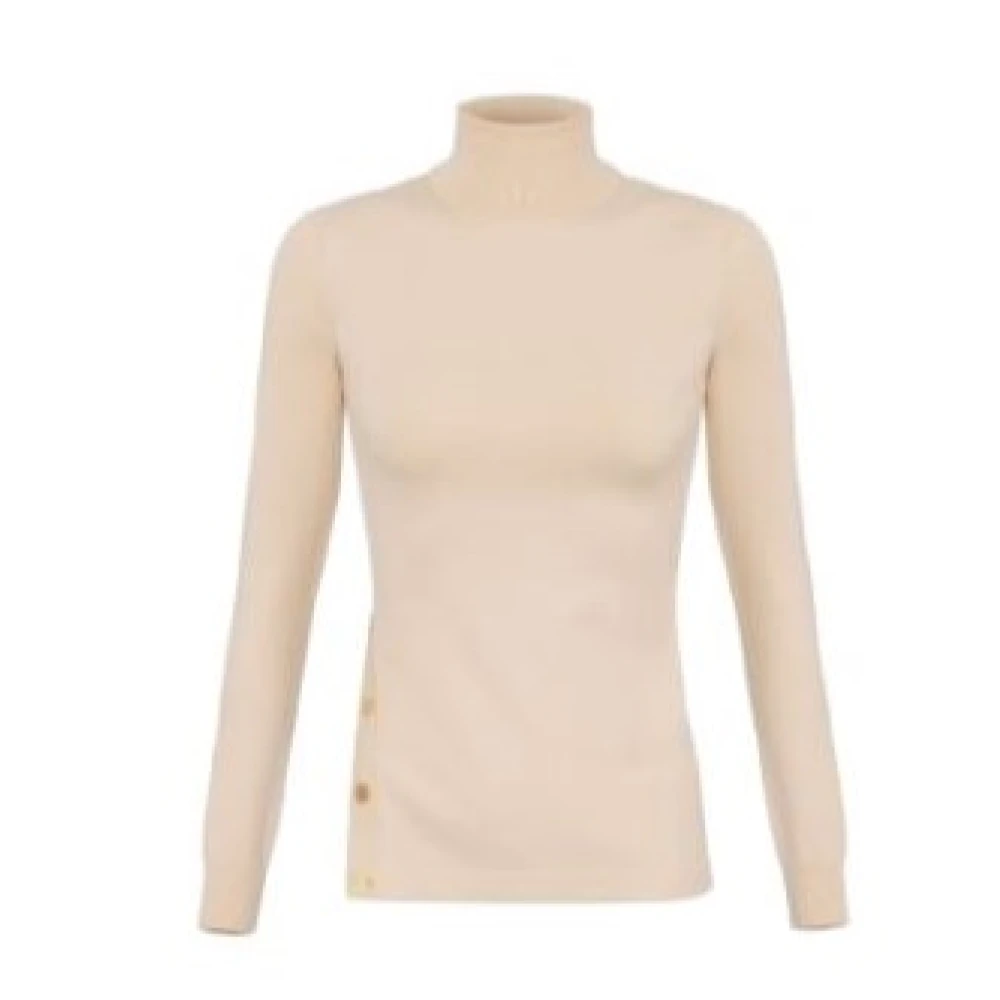 Elisabetta Franchi Ivoor Coltrui met Gouden Knopen Beige Dames