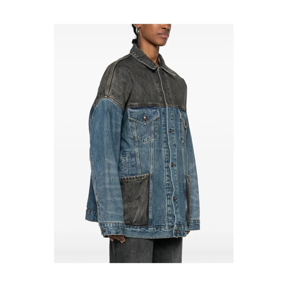 R13 Indigo Blauw Jas met Knopen Blue Heren