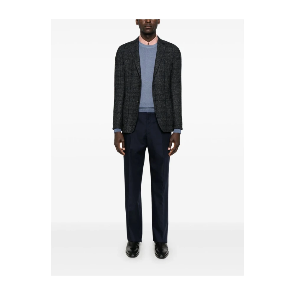 Woolrich Blauw Gewassen Ronde Hals Trui Blue Heren