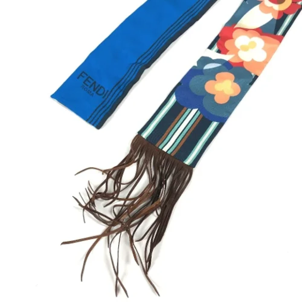 Fendi Vintage Pre-owned Silk scarves Blue Dames