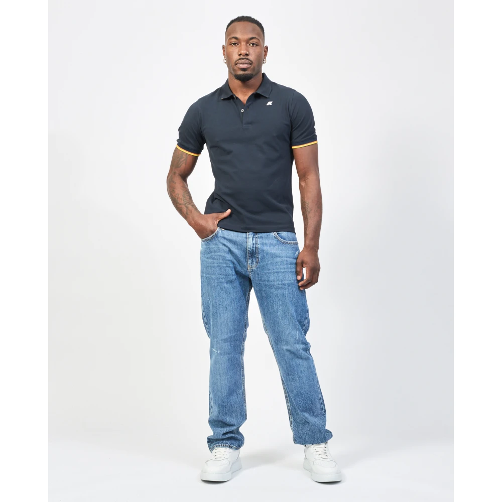 K-way Blauw Polo Shirt Stretch Katoen Blue Heren