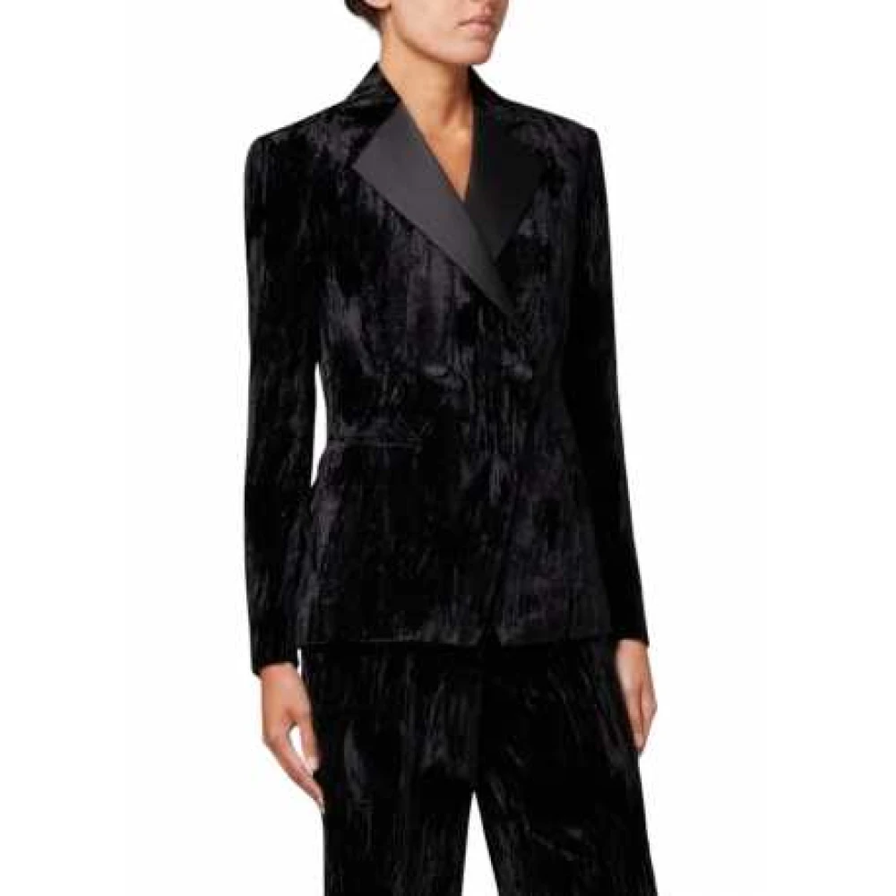 Paul Smith Zwart Iridescent Velvet Rokend Jas Black Dames