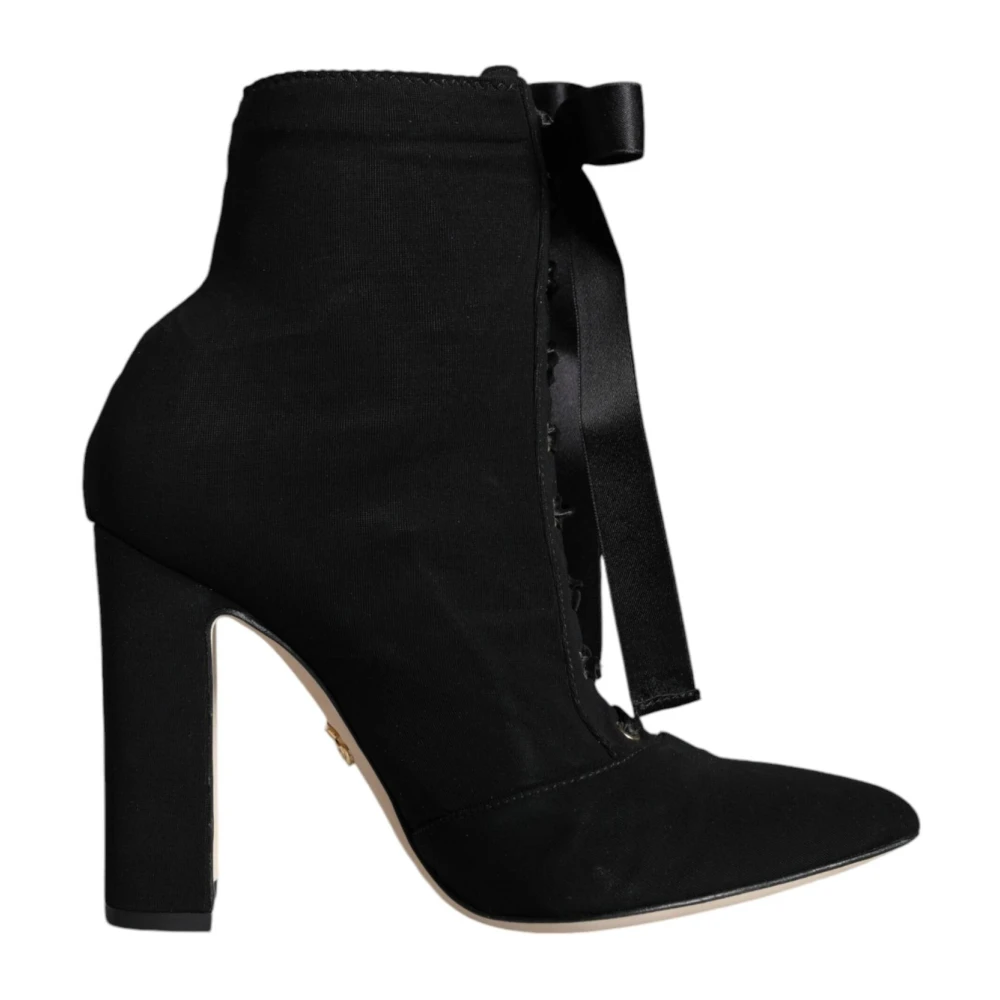 Dolce & Gabbana Women's Black Suede Lace-Up Ankle Booties