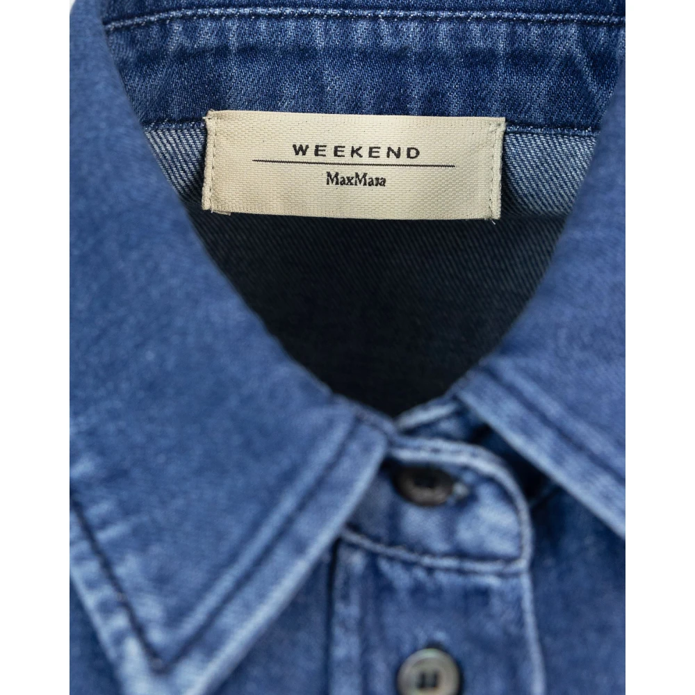 Max Mara Blauwe Boxy Shirt met Asymmetrische Zoom Blue Dames