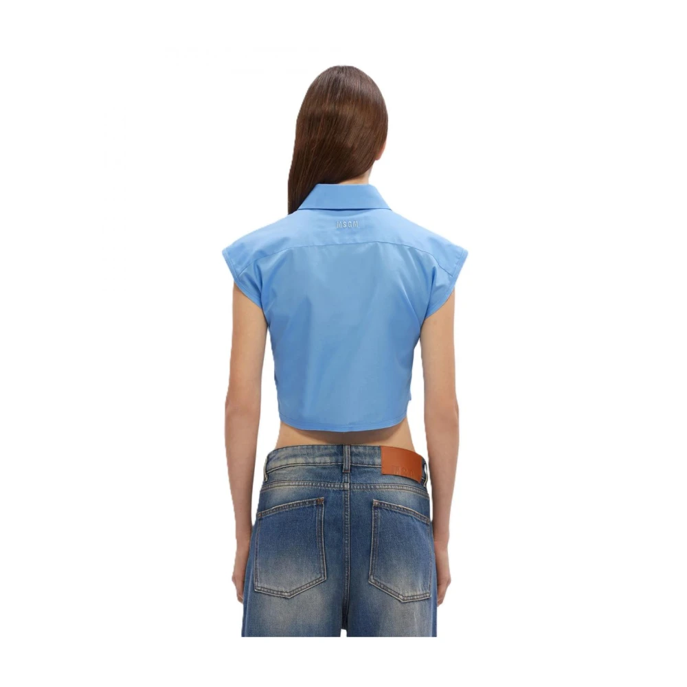 Msgm Katoenen Overhemden Blue Dames
