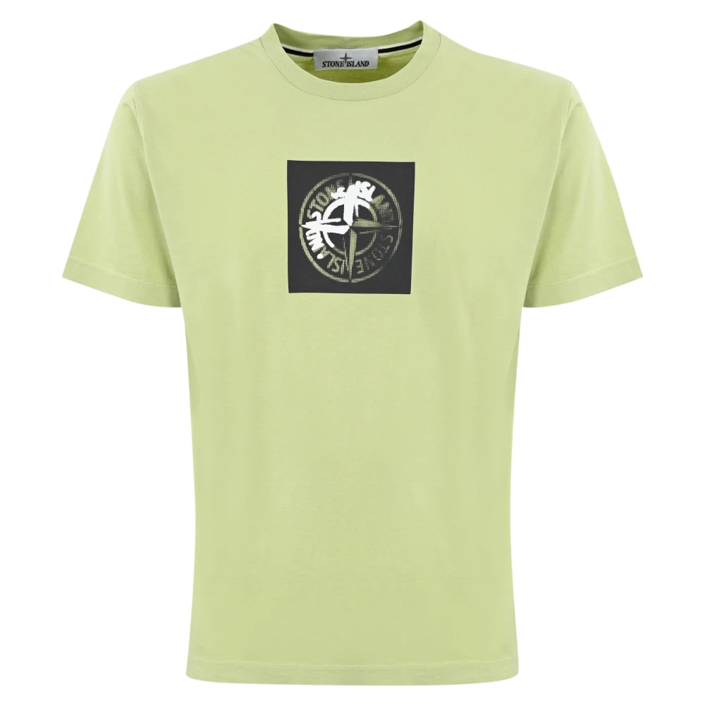 Stone Island Logo Print Katoenen T-shirt Green Heren