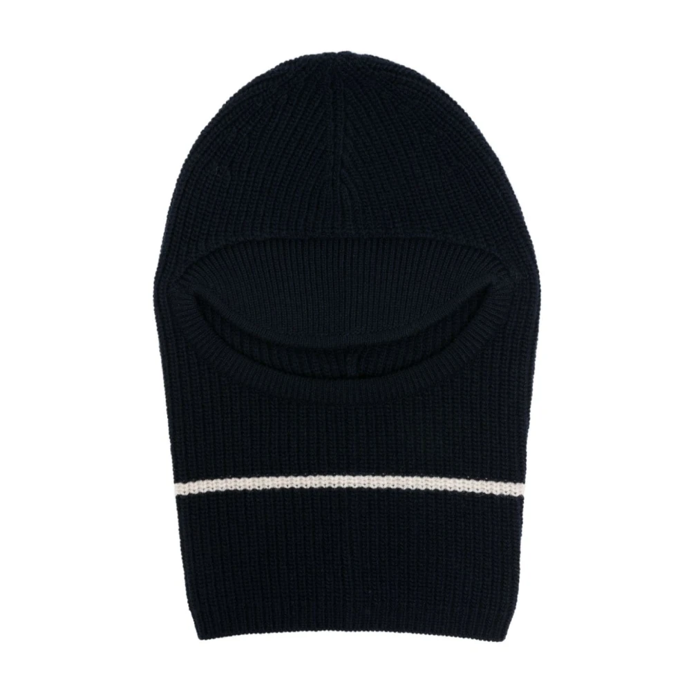 Plan C Gestreepte Ribgebreide Balaclava Black Heren