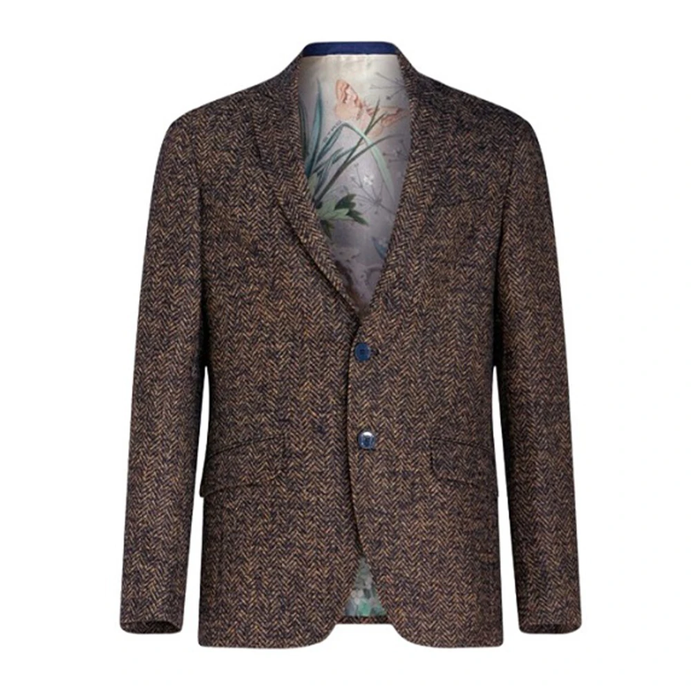 ETRO Wollen jas met hertenprint voering Brown Heren