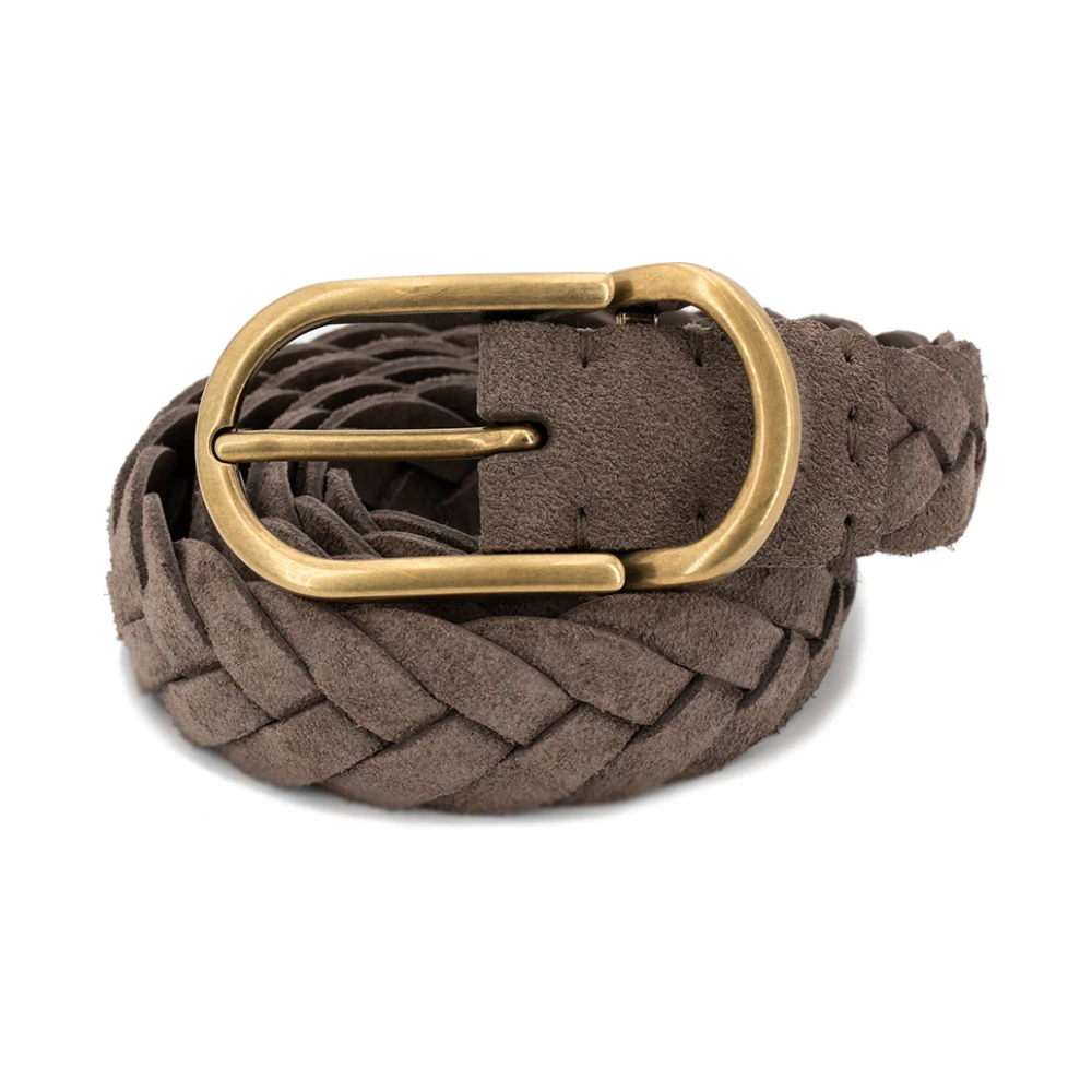 BRUNELLO CUCINELLI Geweven messing gesp riem Brown Heren