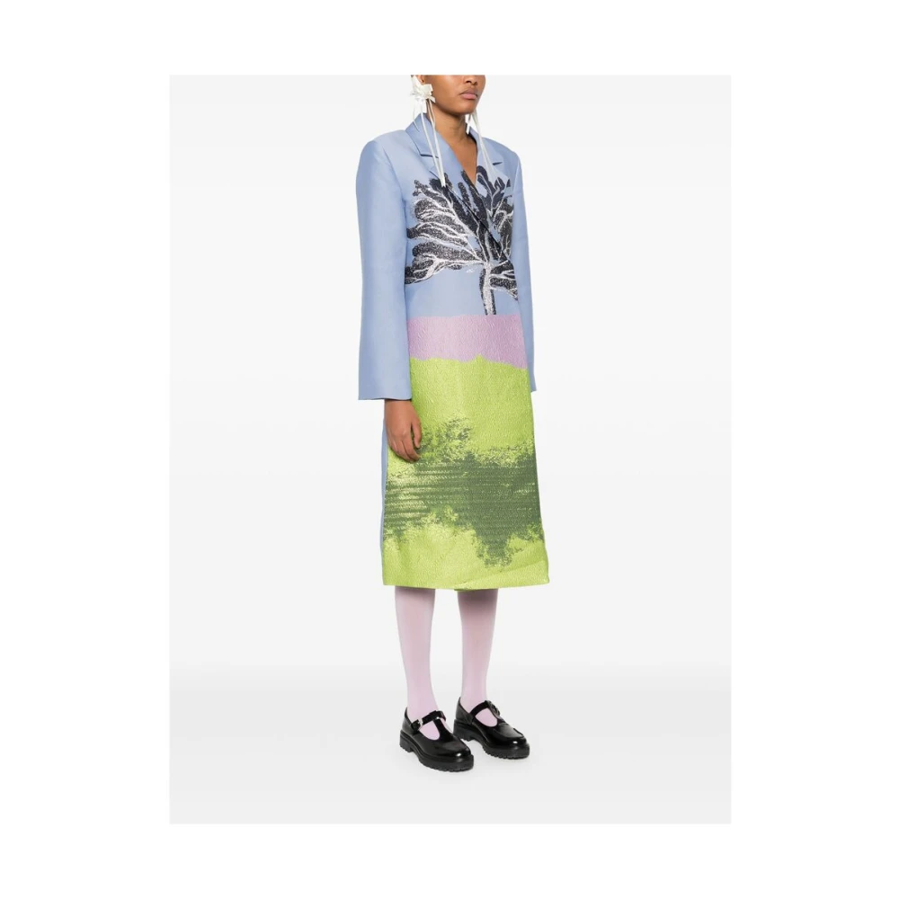 Stine Goya Lichtblauwe Double-Breasted Jas Multicolor Dames