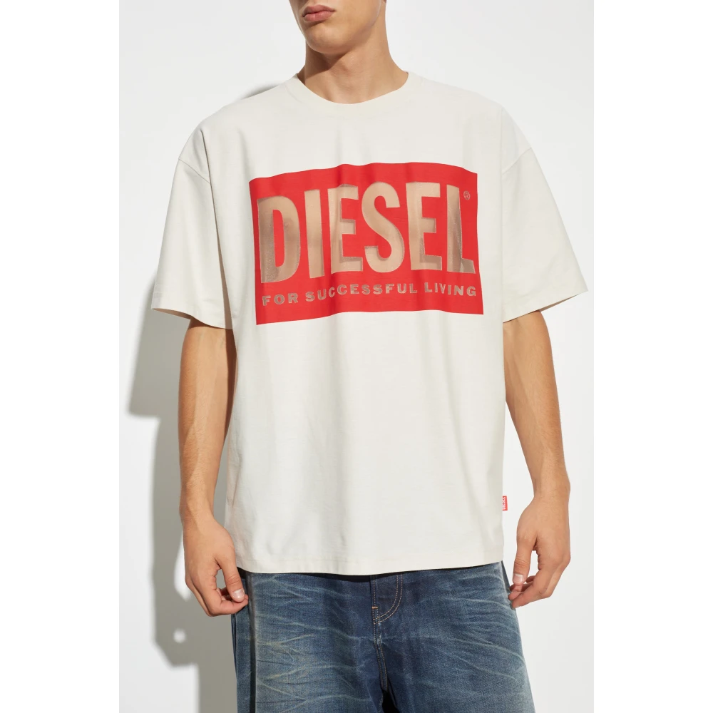 Diesel T-shirt T-Boxt-S4 Beige Heren