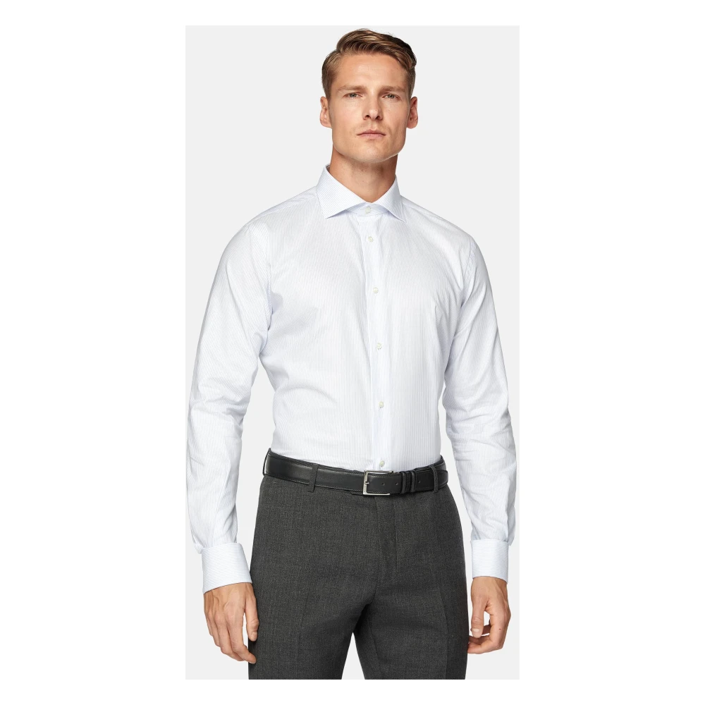 Boggi Milano Overhemd met strepen in regular fit van katoenen dobby Blue Heren