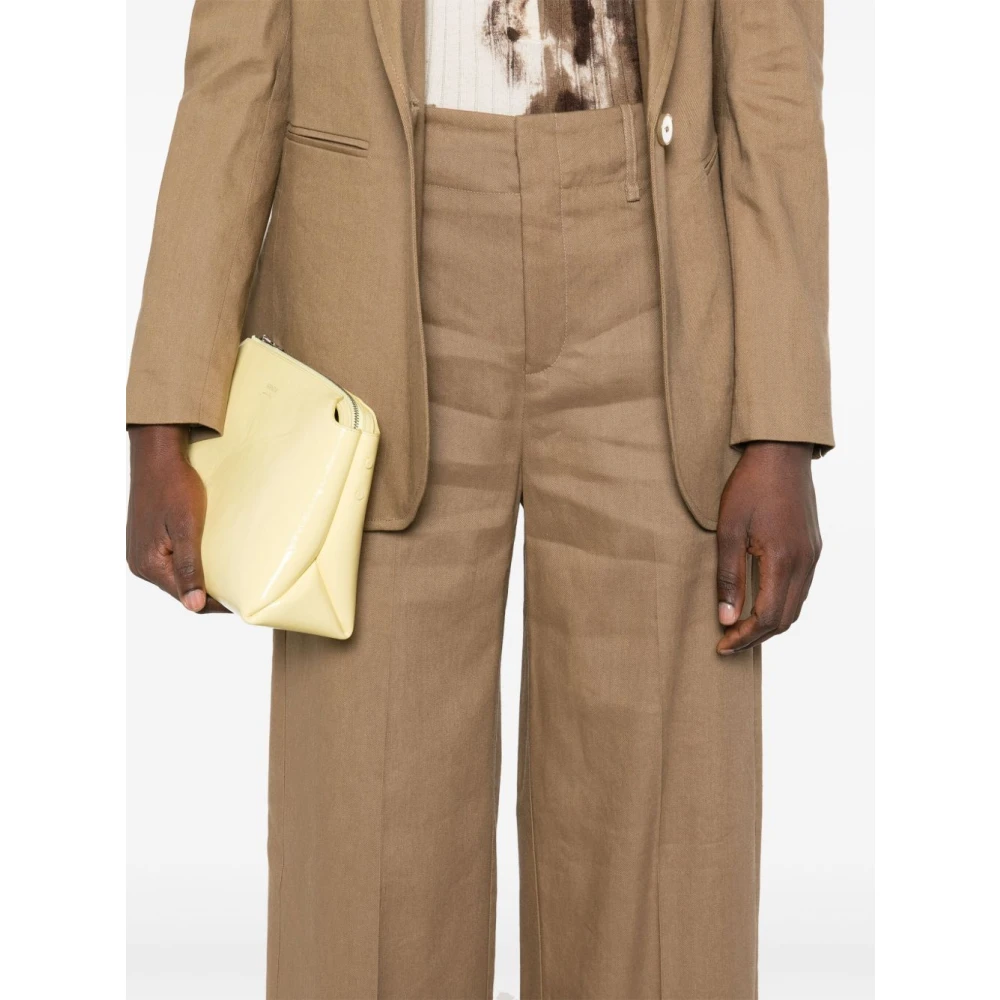 Alysi Bruine Broek met Olijfgroene Details Brown Dames