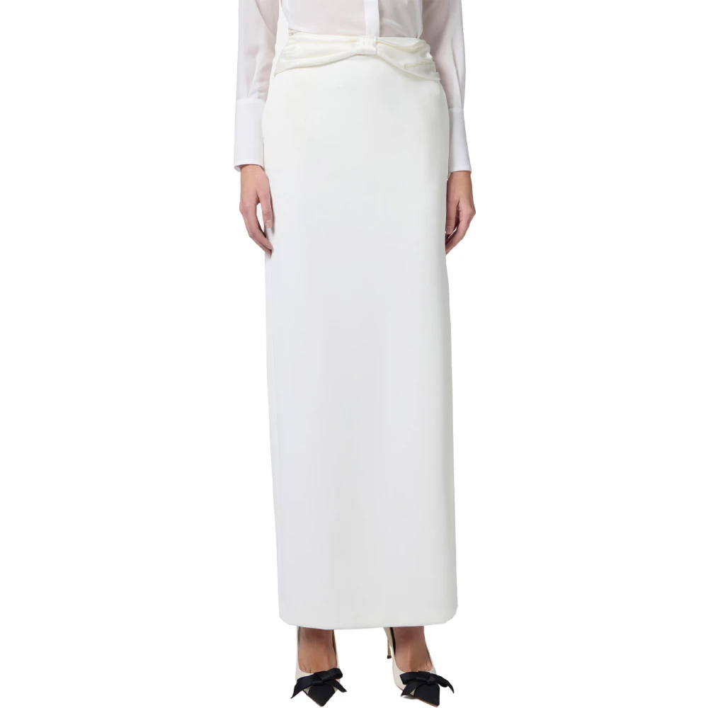 Elisabetta Franchi Lichtgewicht Crêpe Rok met Strikriem White Dames