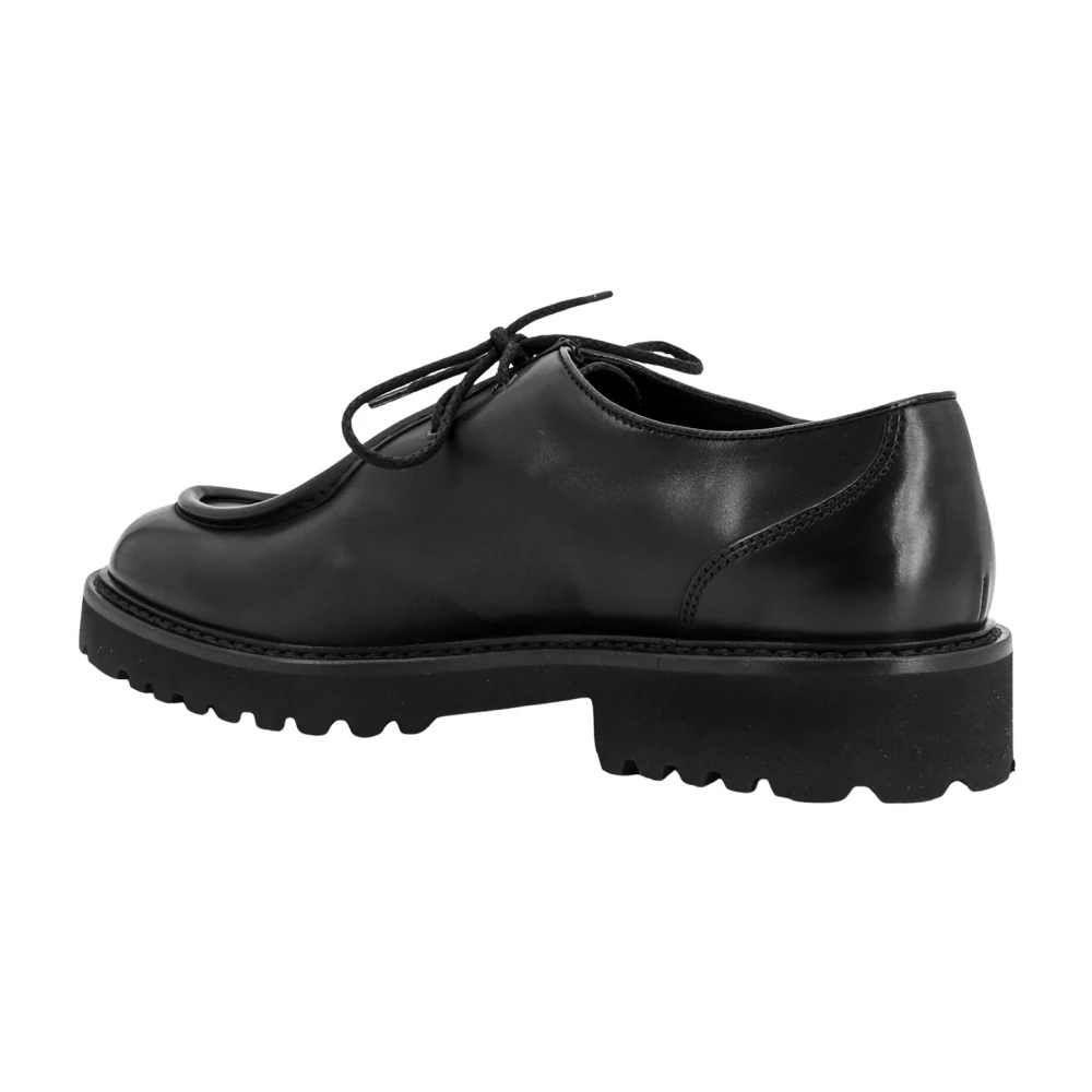 Doucal's Zwarte Leren Veterschoenen Aw23 Black Heren